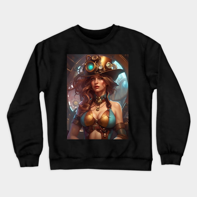 Beautiful Steampunk Lady Crewneck Sweatshirt by PrancingPeekees